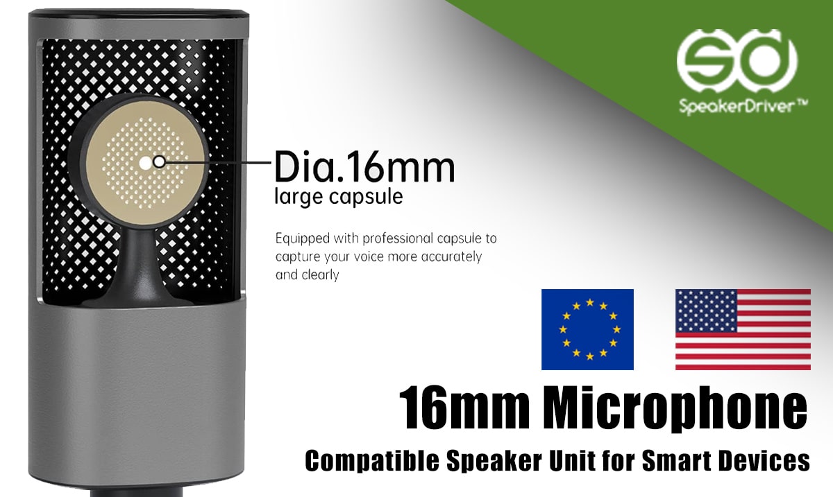 16mm Microphone-Compatible Speaker Unit for Smart Devices
