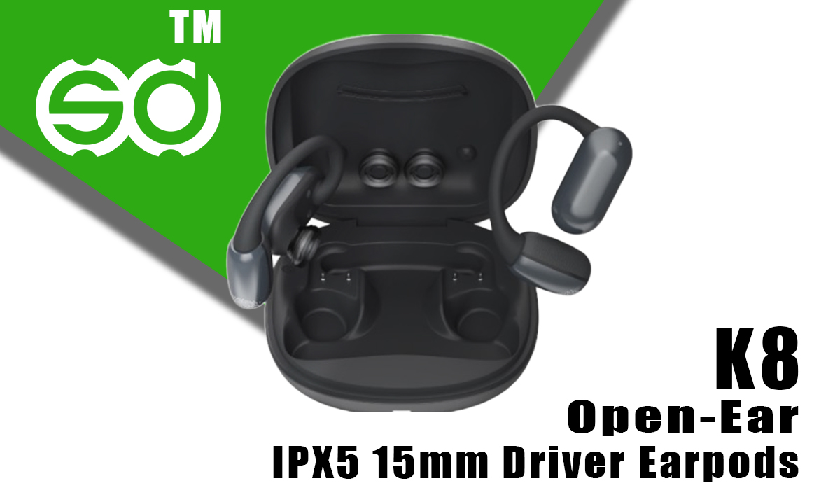Open-Ear Earpods IPX5 15mm Driver 9Hrs Playtime - K8